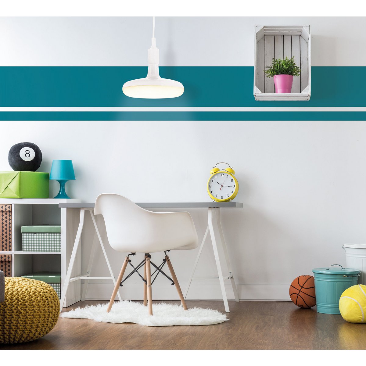 Hangende lamp "UFO" LED witte hangende lamp gemaakt van plastic met E27 -aansluiting inclusief lampen