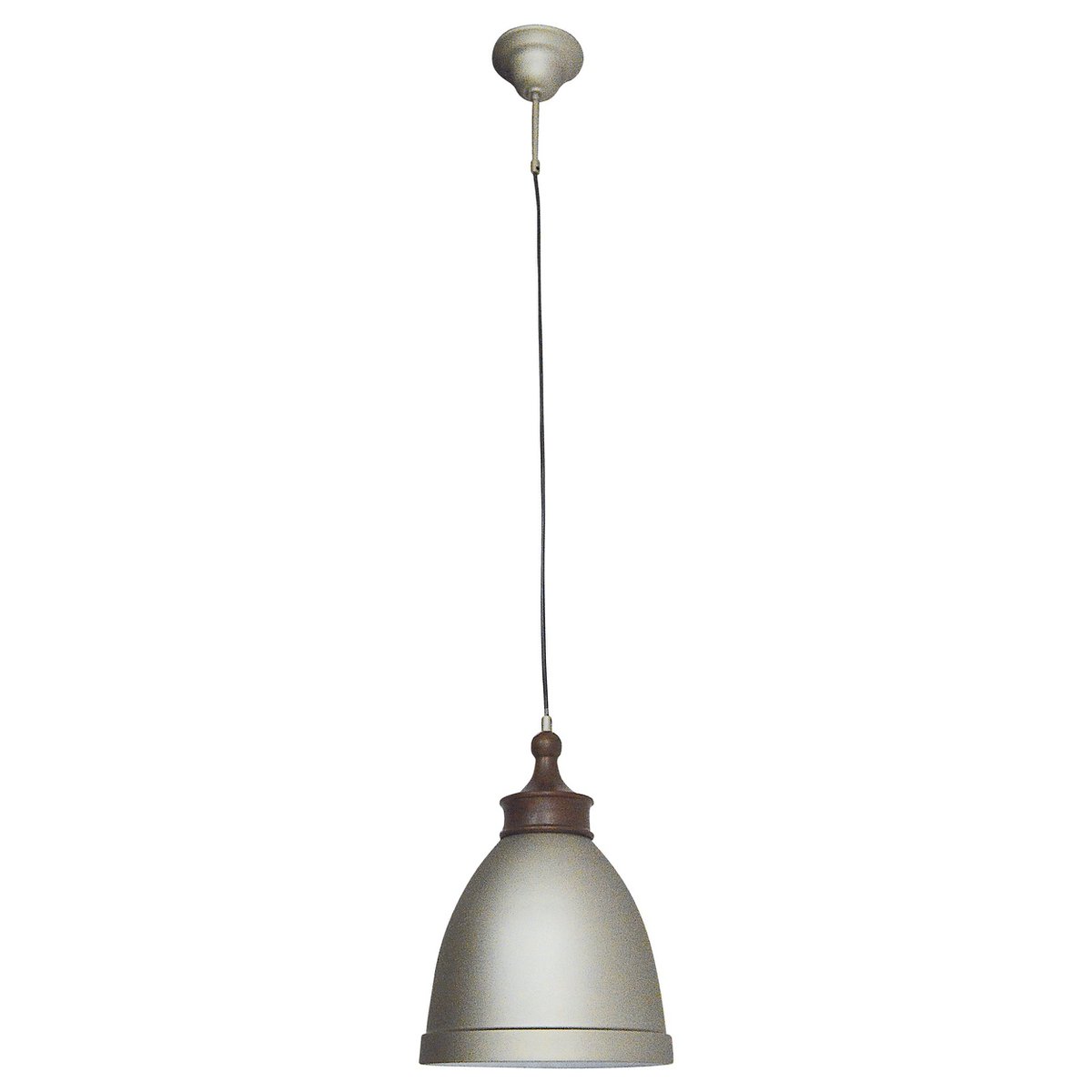 Metalen hanglamp "Pinhead" met houtlook opzetstuk