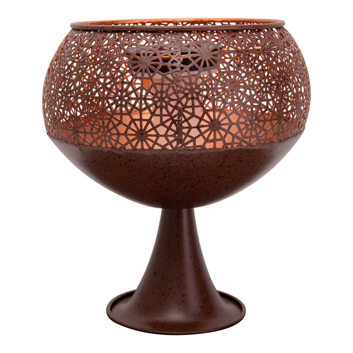 LED decoratief zonnelampje met een basis van 25 cm hoog, met vlameffect, voor buiten, gemaakt van roestkleurig metaal en plastic, met een stevig ingebouwde LED