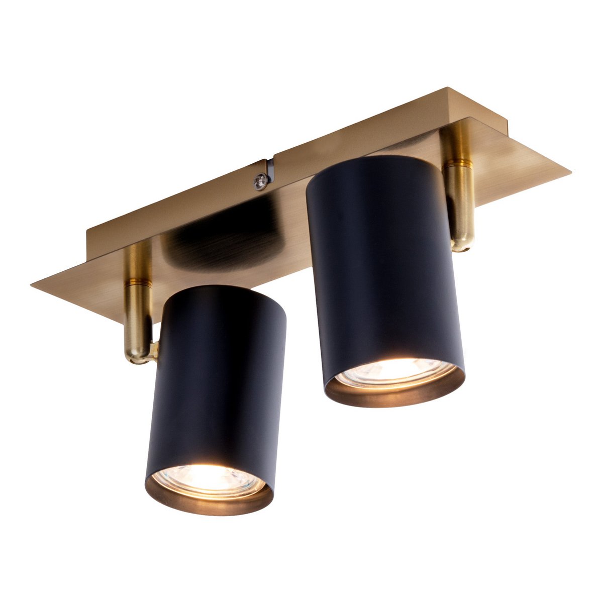 Muur- en plafondlamp met 2 zitplaatsen "Frida" in metalen zwart / goud, plafond schijnwerpers, GU10, plafondlamp voor eetkamer, woonkamer, gang of kantoor, 24 cm lang