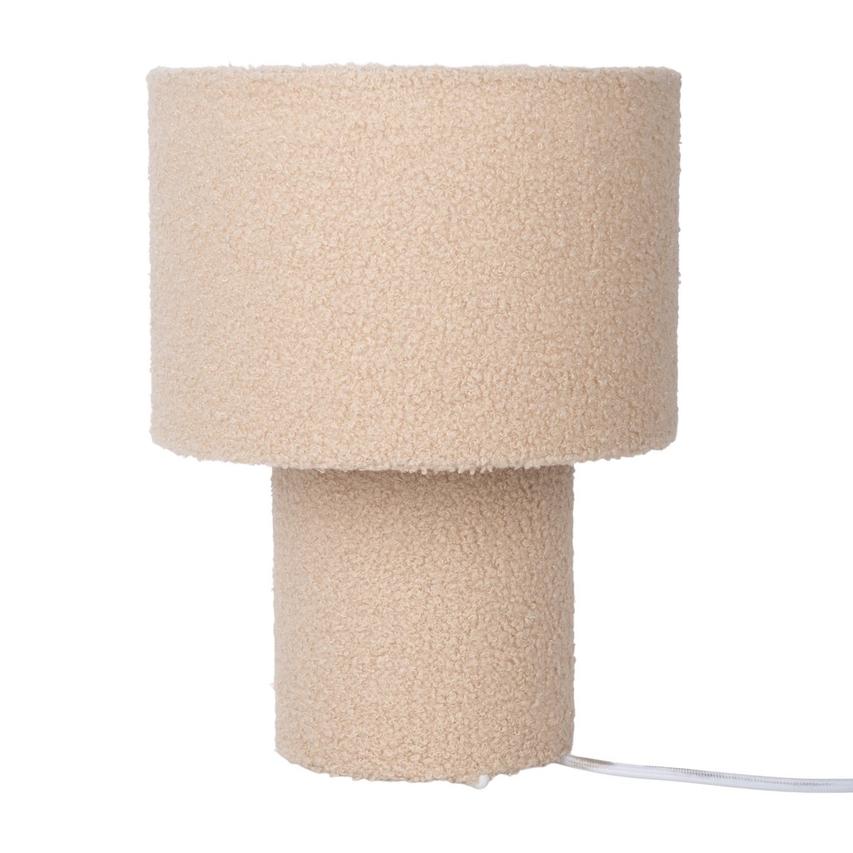 Tabellamp "Fluffy" met tekstbladen en voet in amandel, E27, ca. 31 cm hoog