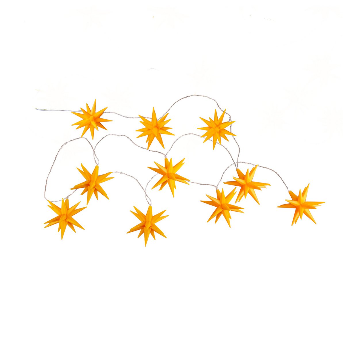 LED -lichte keten "3D -sterren" gemaakt van plastic in geel, met stevig geïnstalleerde LED's, kerstdecoraties voor buiten