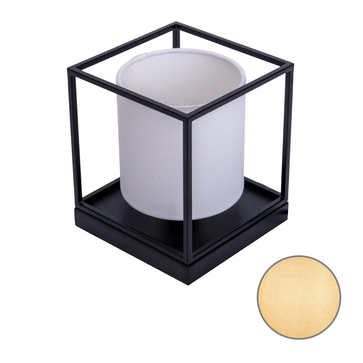 Tafellamp "Beta" wit gemaakt van metaal met stof paraplu in wit, met E14 -aansluiting, lamp voor woonkamer, eetkamer, gang en kantoor, 15 x 15 x 17 cm