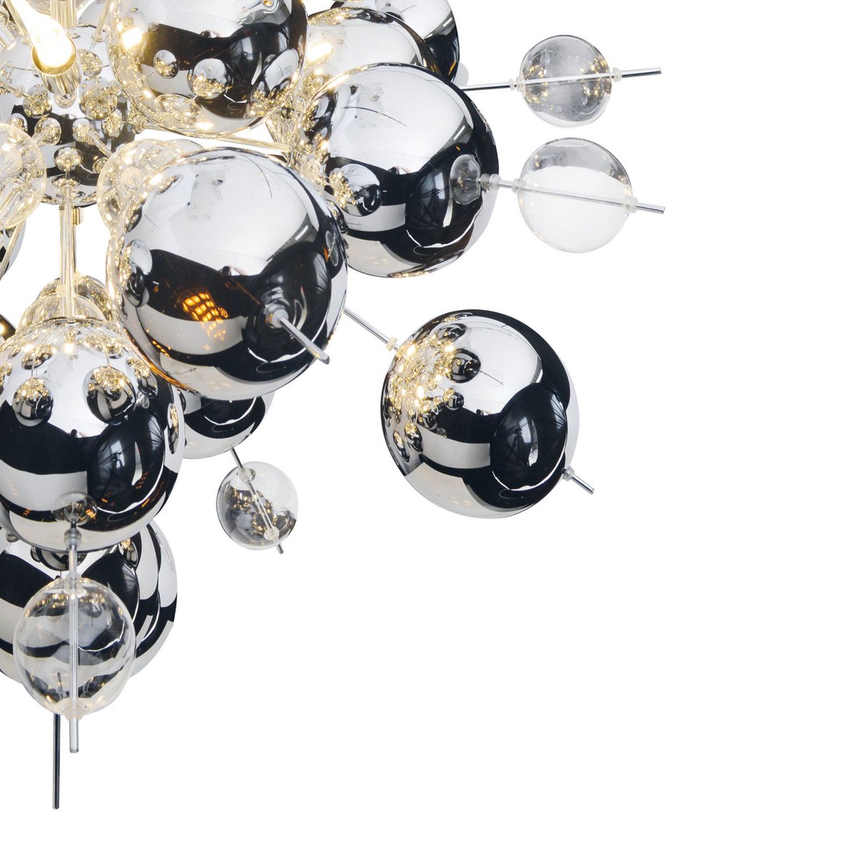 Hanger lamp "explosie" chroom gemaakt van metaal en glas, G9 -versies, hangende lamp voor eetkamer, woonkamer, gang of kantoor, Øca. 65 cm