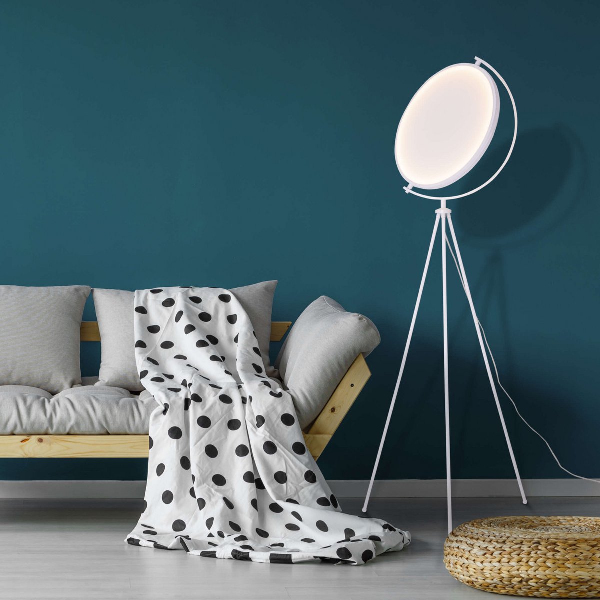 Textiel vloerlamp "Munega" h: 156cm