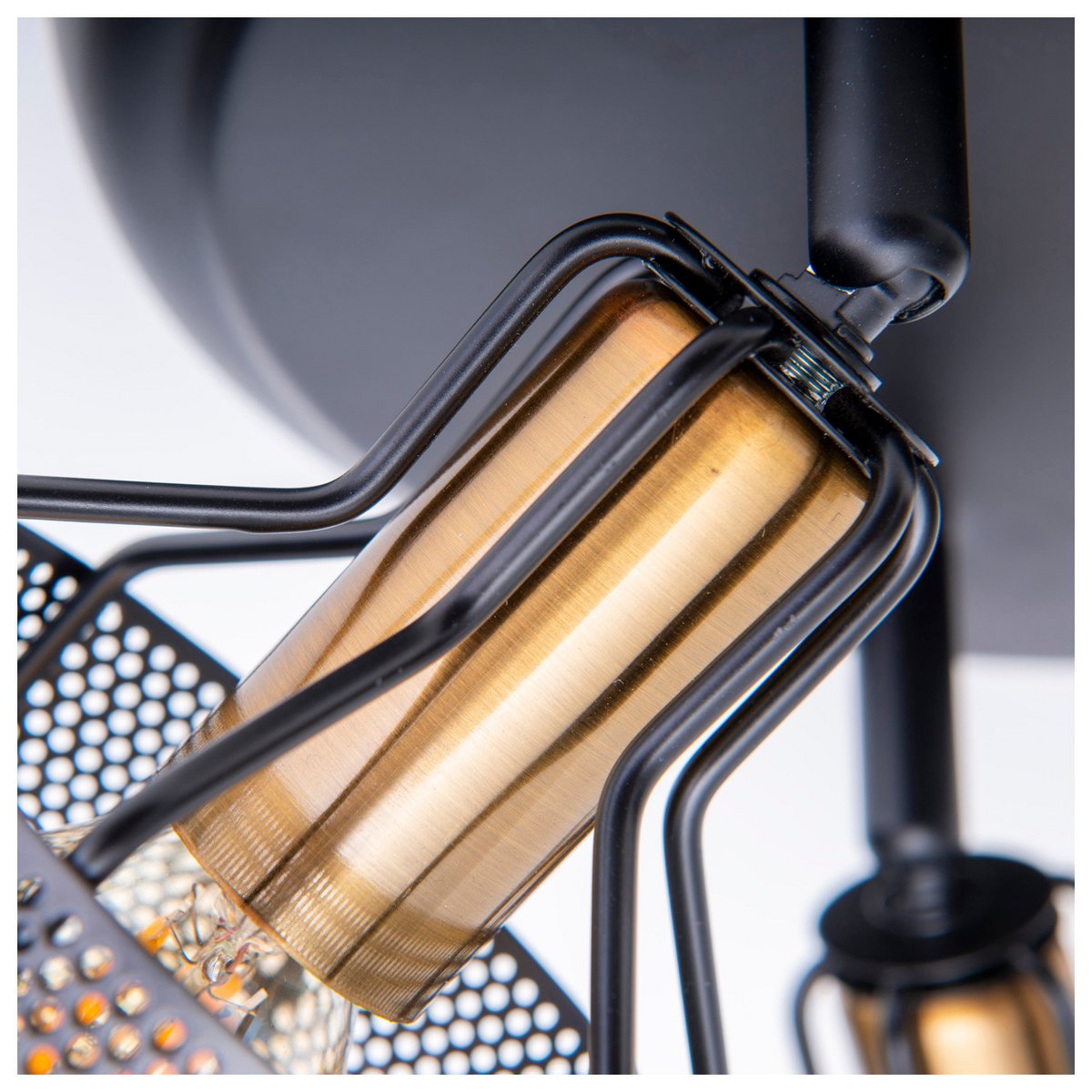 3-zits muur en plafond Rondel Spot "foro" gemaakt van metaal in zwart en goud, met E14-versies, 41 cm diameter. Stijlvolle verlichting voor woonkamer, eetkamer of keuken.