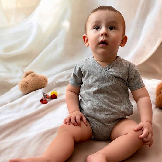 OrganicEra Organic Baby S/S Kimono body, grijs
