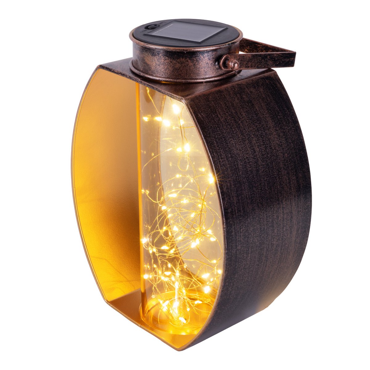 LED ZONNELIJKE LICHT "Fairylight" voor terras en balkon, LED -tafellamp gemaakt van metaal gemaakt van zwart en goud en acryl, stevig gebouwd -in LED's, decoratie Solar Light 26 x 19,5 x12,5 cm