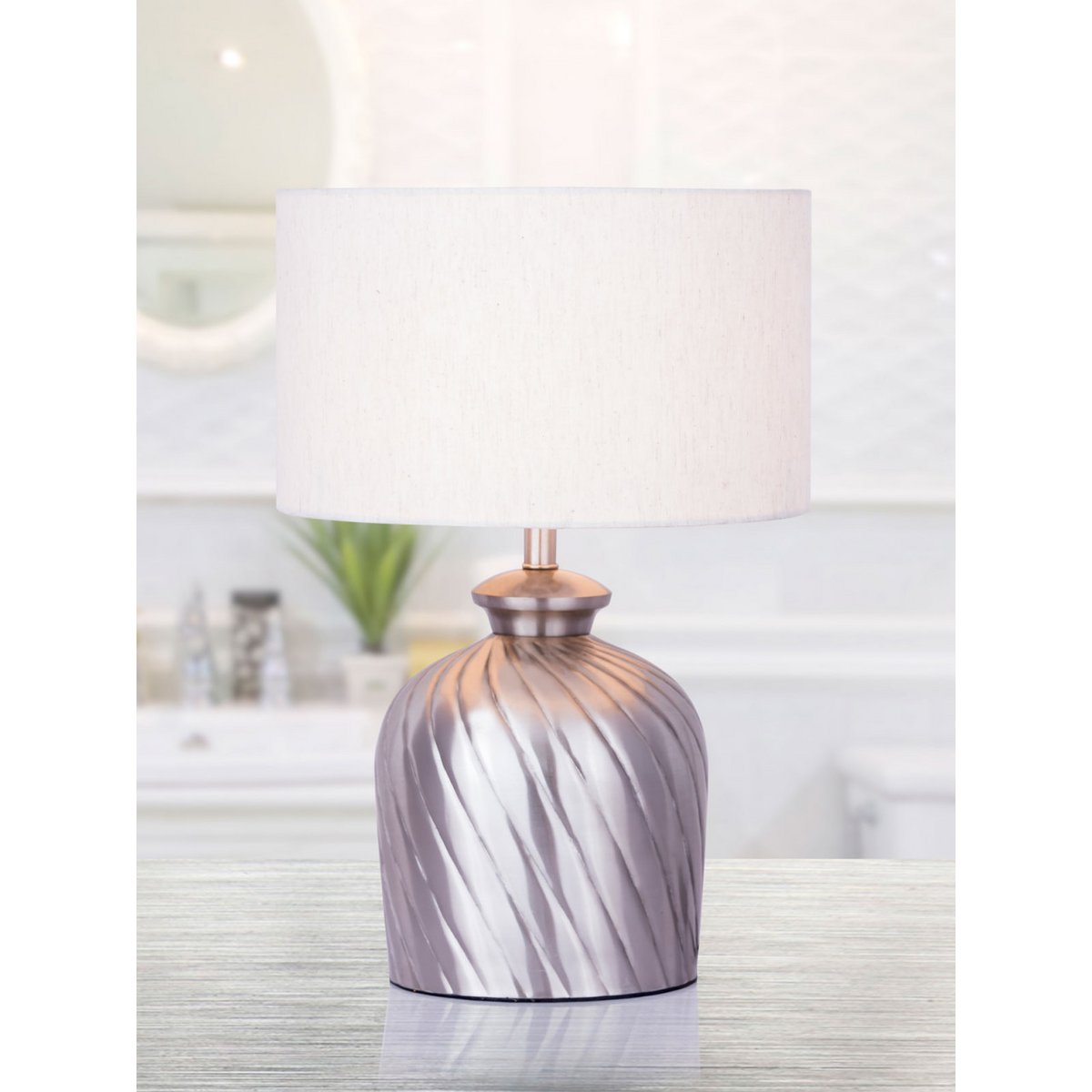 Tafellamp bedlamp ø 30 x H 52 cm tafellamp decoratieve lamp metalen voet goud zilver