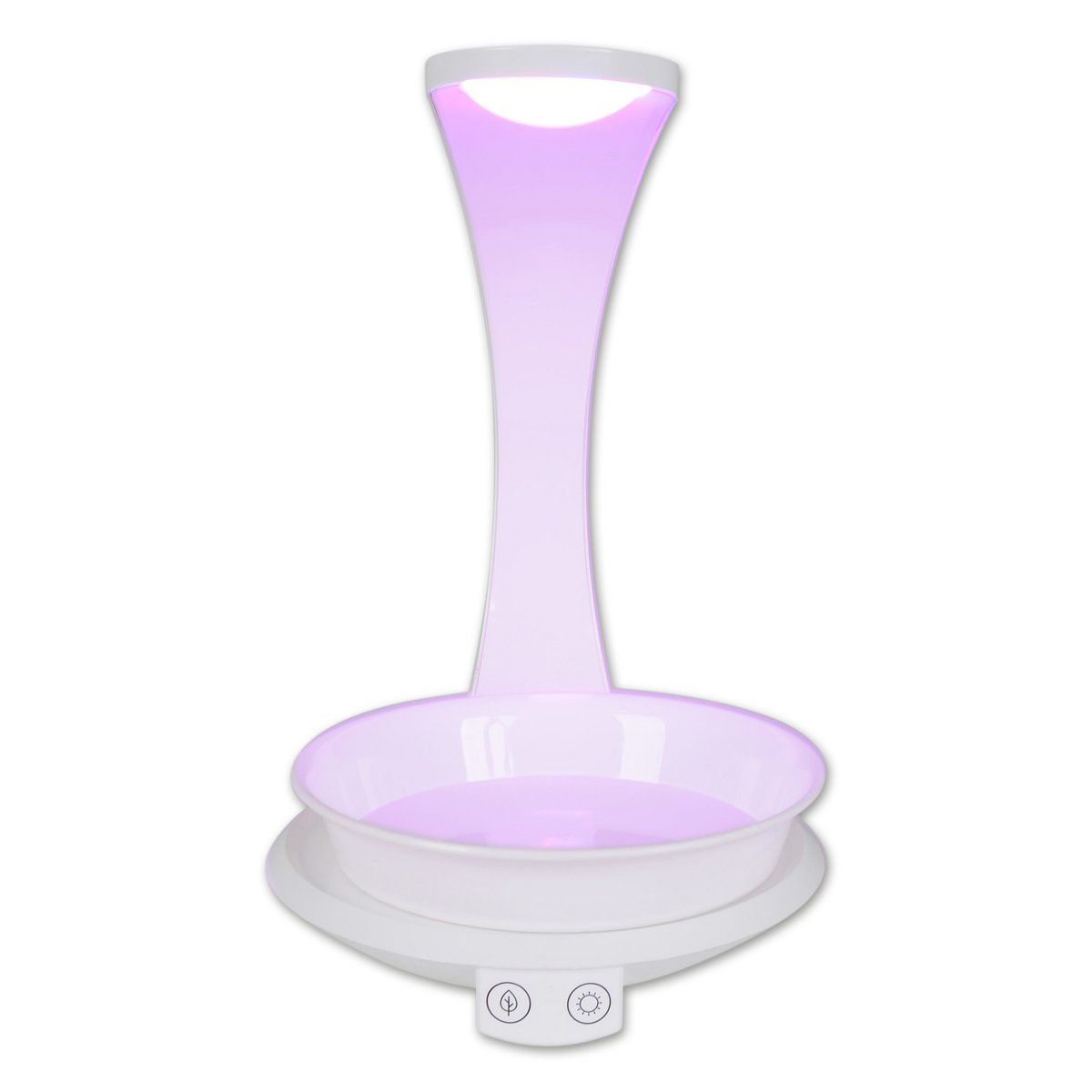 LED -plantentablet Licht 24 cm hoog, gemaakt van metaal en plastic in het wit, met geïntegreerde LED