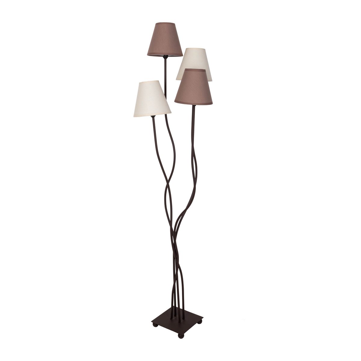 Textiel staande lamp 4-flame "boho", vloerlamp in beige/bruin, met E14-aansluiting, voor eetkamer, woonkamer, gang of kantoor, 138 cm hoog