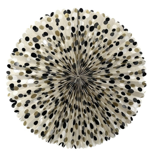 Luna -Leena Rosette met stippen afdrukken - Eco -papier - 55ø cm - Uit wit, goud, grijs en zwart - opvouwbaar - handgemaakt in Nepal