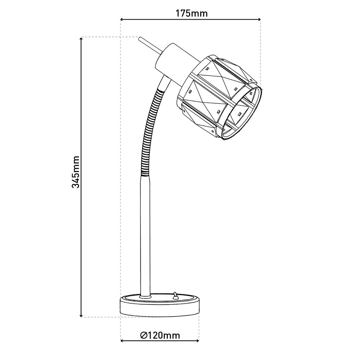 LED -tafellamp "Josefa", tafellamp gemaakt van metaal en glas in roestvrijstalen optica, met E14 -versie Filamentlamp inbegrepen, licht voor woonkamer, eetkamer, gang of gang 34,5 x 17,5 cm