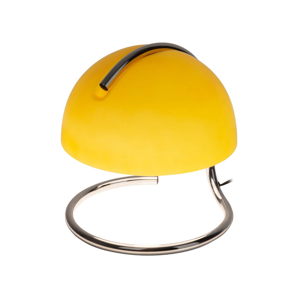 Tafellamp "Burano" geel, ca. 25 cm hoog, Ø 23,5 cm, gemaakt van chroom -gekleurd metaal en geel glas, E27.