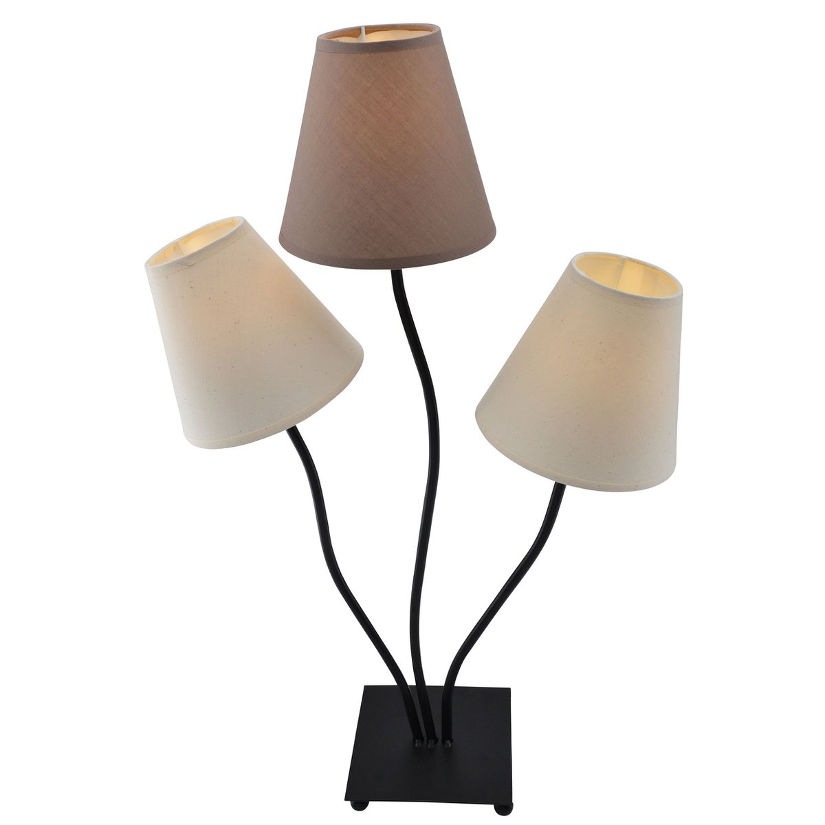 Textiellamp 3-flame "boho" ", tafellamp in beige/bruin, met E14-aansluiting, voor eetkamer, woonkamer, gang of kantoor, 67 cm hoog