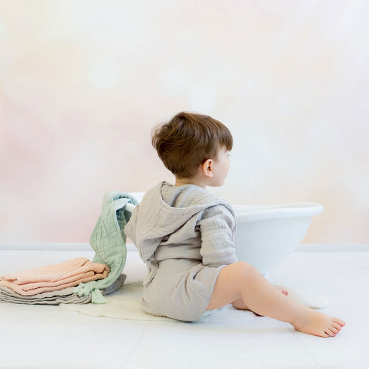 OrganicEra biologische mousseline kinderbadjas, 3-4 jaar, grijs