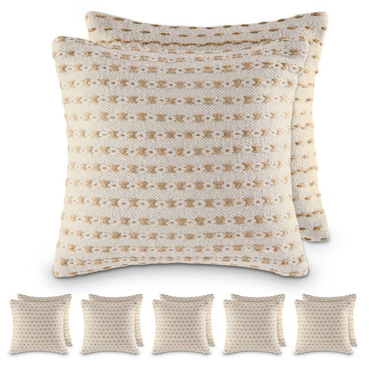 Sierkussen 40x40cm sierkussen 12-delige set 2 x 6 PU bankkussens katoen en naturel jute