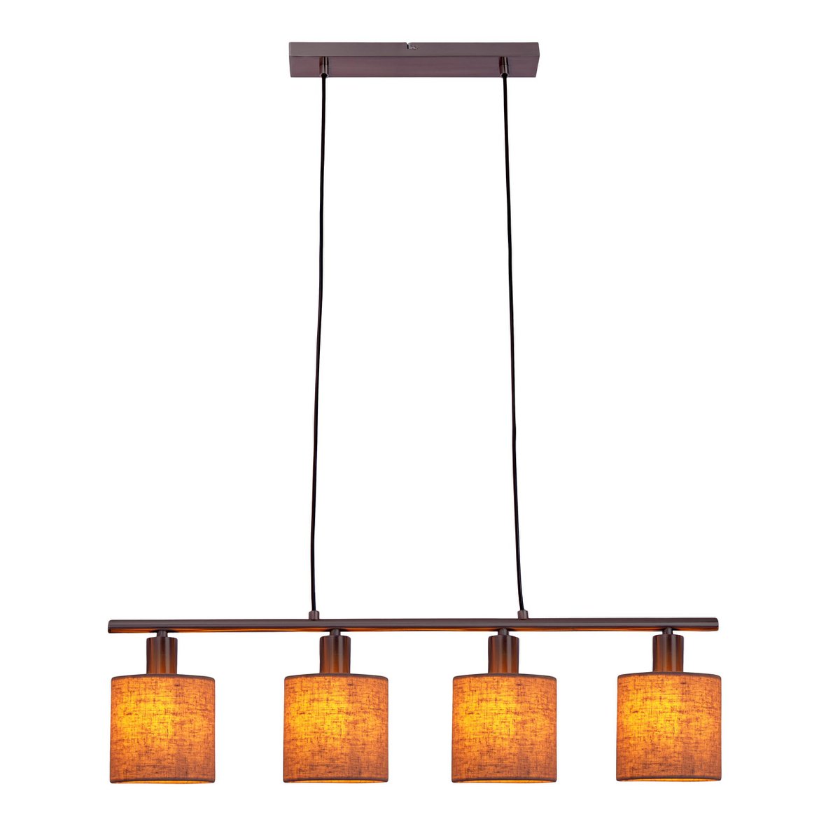 4 hanger lamp "maron" gemaakt van metalen satin mat met stof paraplu's in de natuur, met E14-aansluiting, lamp voor woonkamer of eetkamer, 71,5 x 12 cm