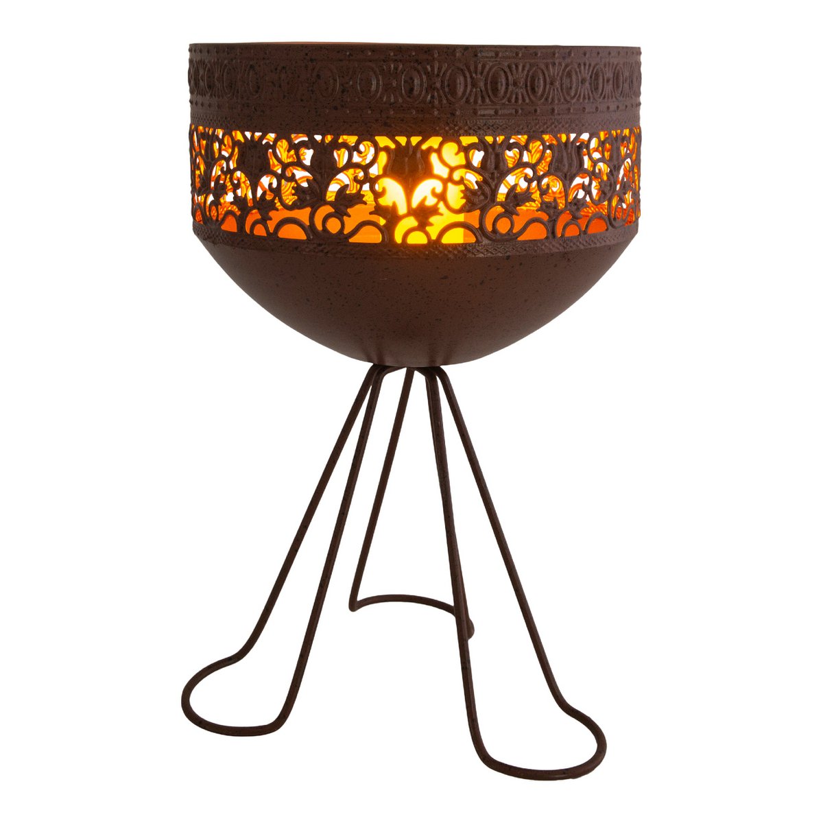 LED decoratief zonnelampje met een standaard, 34,5 cm hoog voor buiten, gemaakt van roestkleurig metaal en plastic, stevig geïnstalleerde LED's