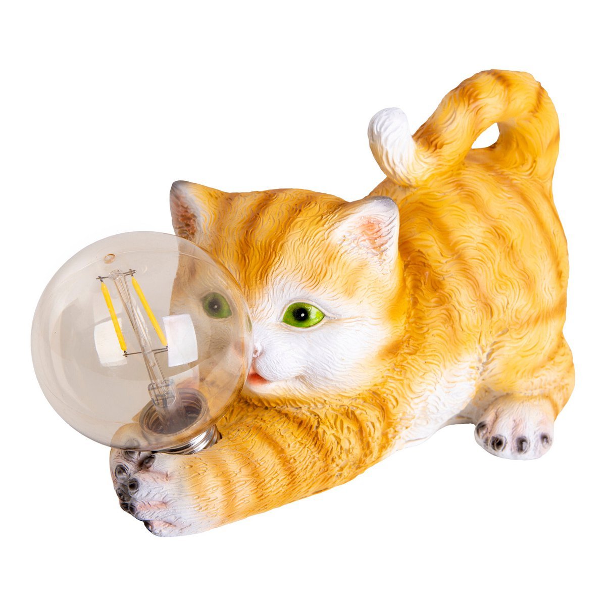 LED Solar Outdoor Lamp "Cat" 25 cm lange decoratie gemaakt van bruin plastic met geïntegreerde LED's