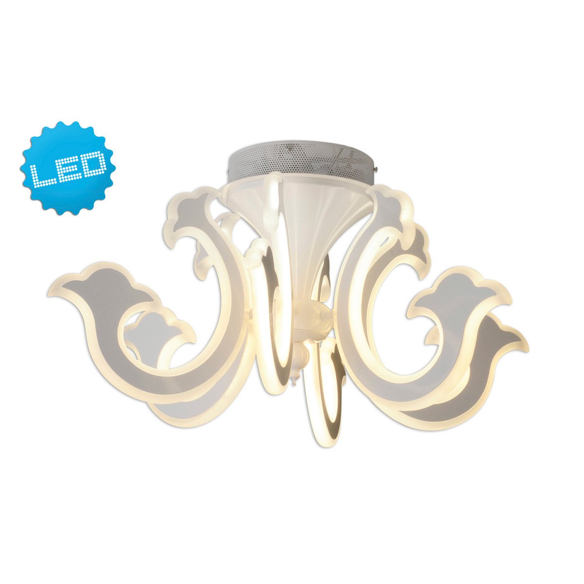 Led Crown "Ludwig" wit Ø 66 cm, met stevig geïnstalleerde LED's, metaal in wit