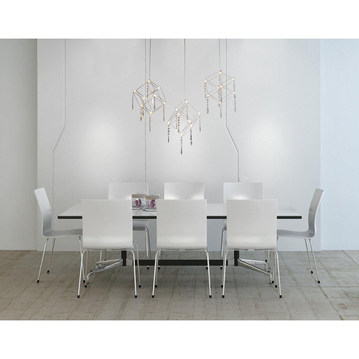 Led hanger lamp "Araneus" metaal en plastic in chroom, met stevig ingebouwde leds, 80 cm lang, verlichting voor woonkamer, eetkamer of kantoor