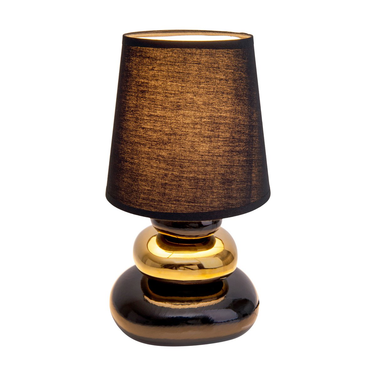 Keramische tafellamp "stoney", tafellamp gemaakt van keramiek en textiel in zwart, goud, met E14 -versie, tafellamp voor eetkamer, woonkamer, gang of kantoor, of als een bedlamp, 31 cm hoog