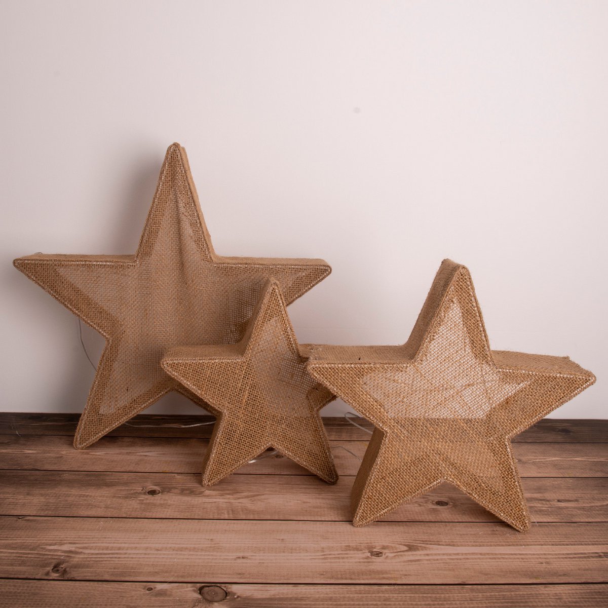 3 Set Led Decorative Stars Brown