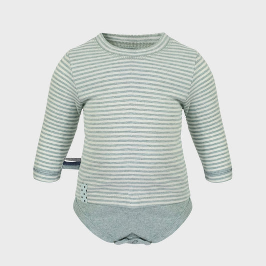 OrganicEra Organic Baby L/S T-shirt body, aqua gestreept