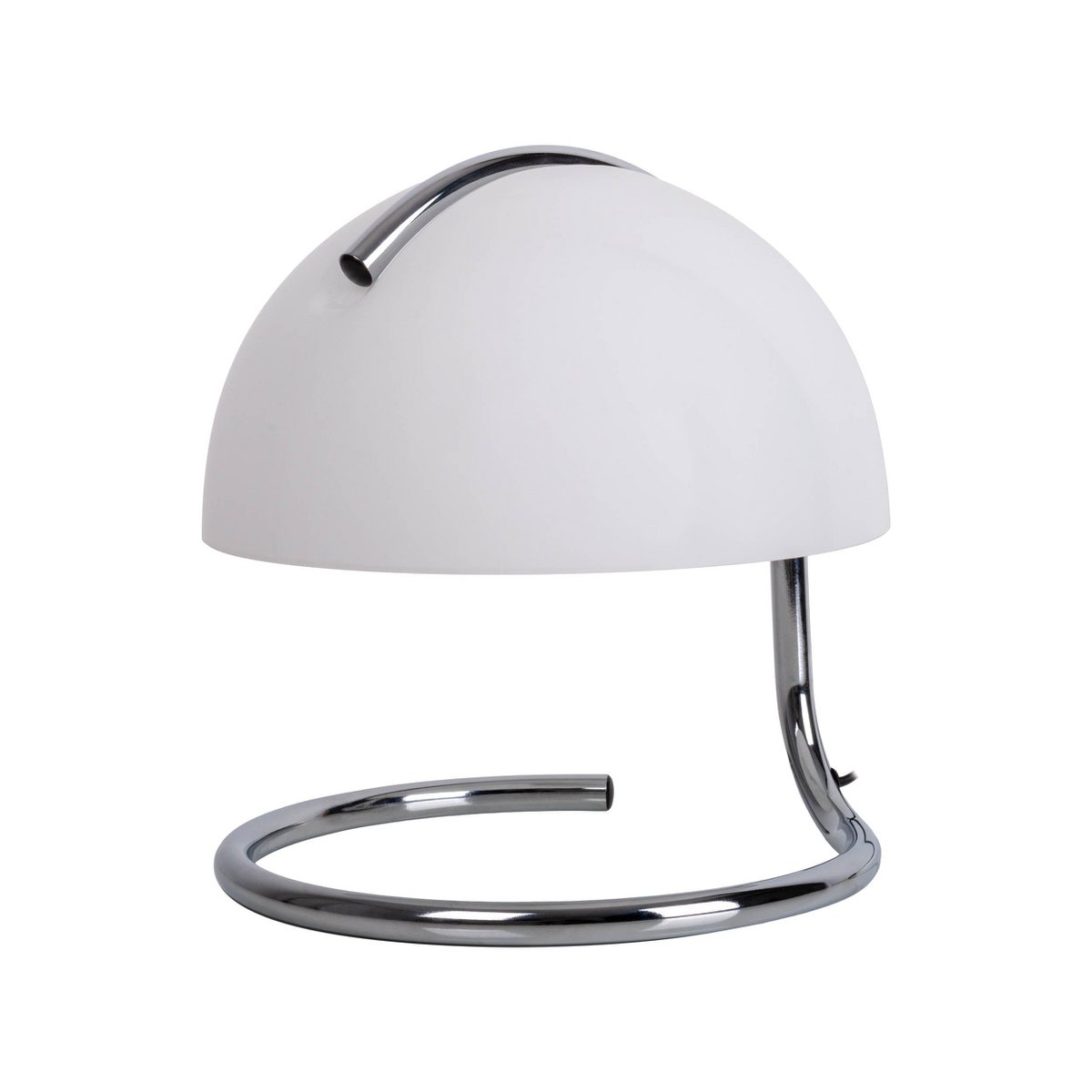 Tafellamp "Burano" wit, ca. 25 cm hoog, Ø 23,5 cm, gemaakt van chroom -gekleurd metaal en zwart glas, E27.