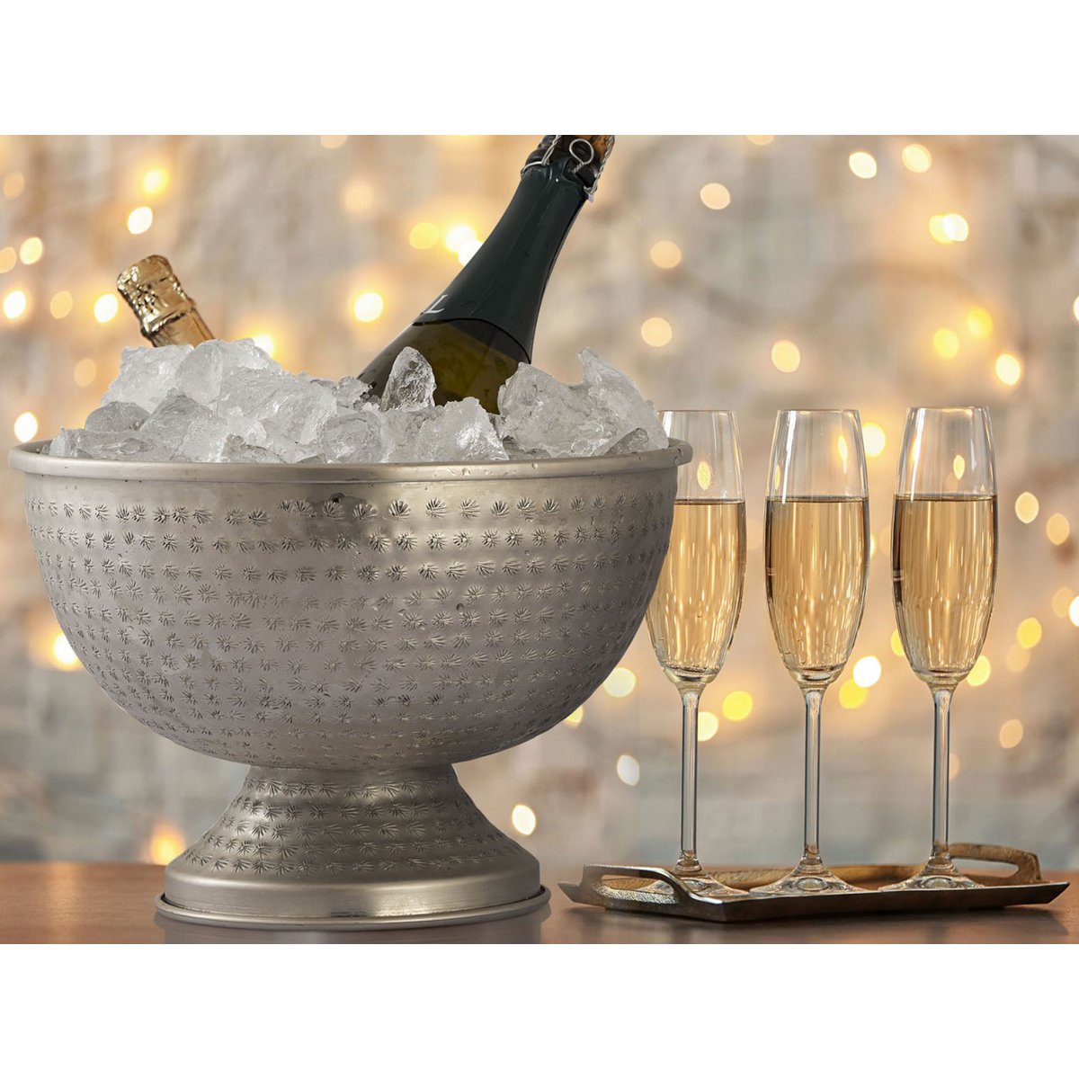 Fles --koeler wijnkoeler metaal Ø 29 cm champagne koeler rond zilveren gouden ijshemel koeler champagne koeler