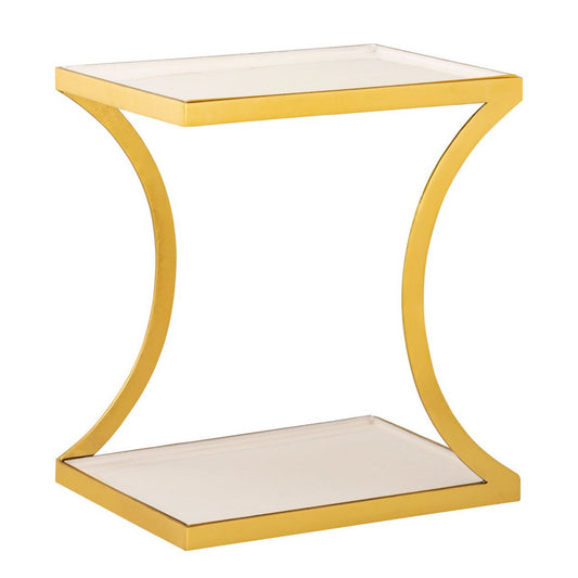 Bijzettafel Wit Decoratieve hoekige hoek 40 H 45 cm Lamptafel SOFATISCHE EDEN TAFEL METAL GOUD