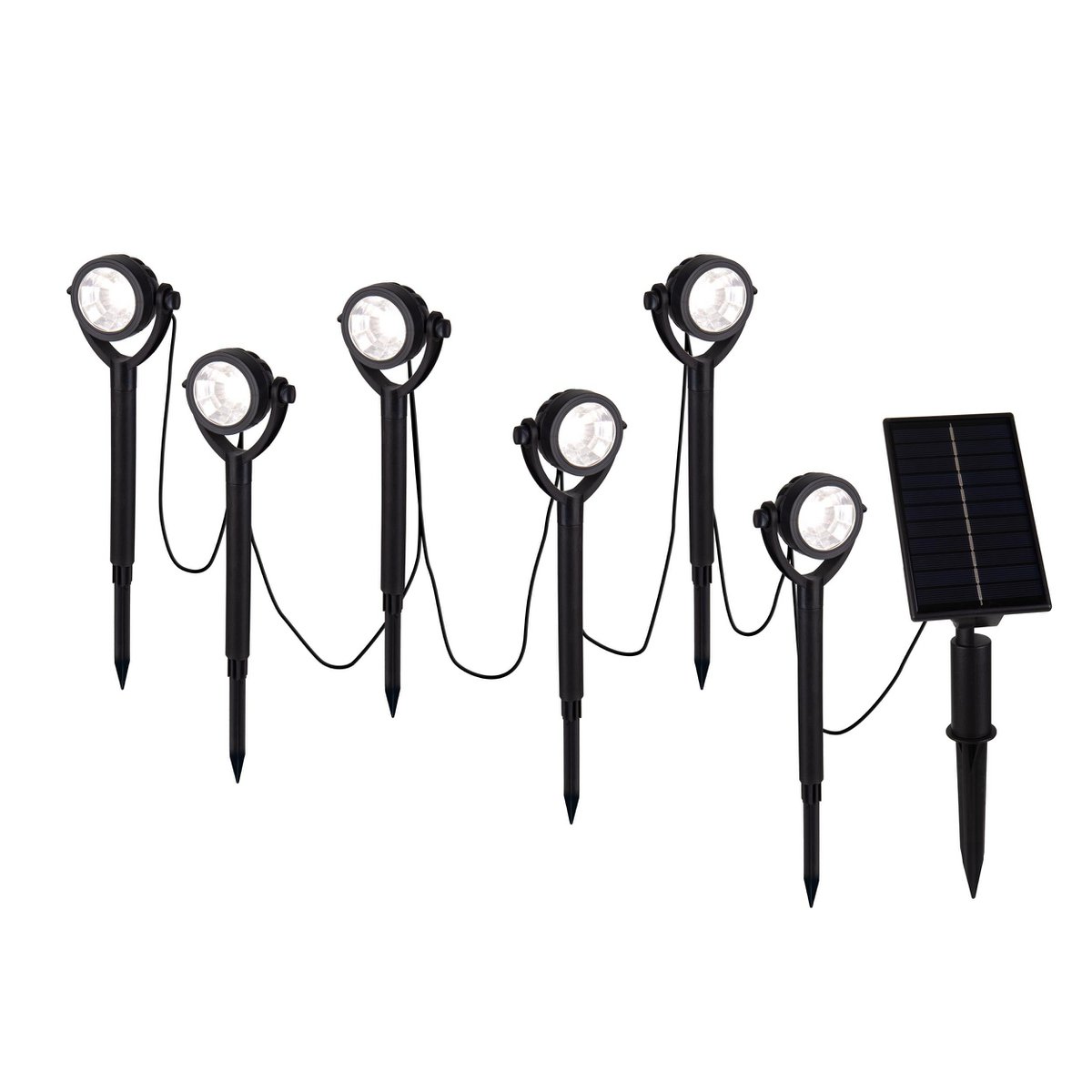 Solar / EarthSpout 6 Set "nomi" ca. 475 cm lang, gemaakt van zwart plastic, warm wit