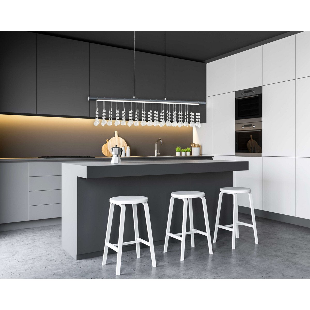 Led hanglamp "nobilis" lengte ongeveer 100 cm, gemaakt van metaal en plastic in grijs, met stevig gebouwd -in LED's, verlichting voor woonkamer, eetkamer of kantoor