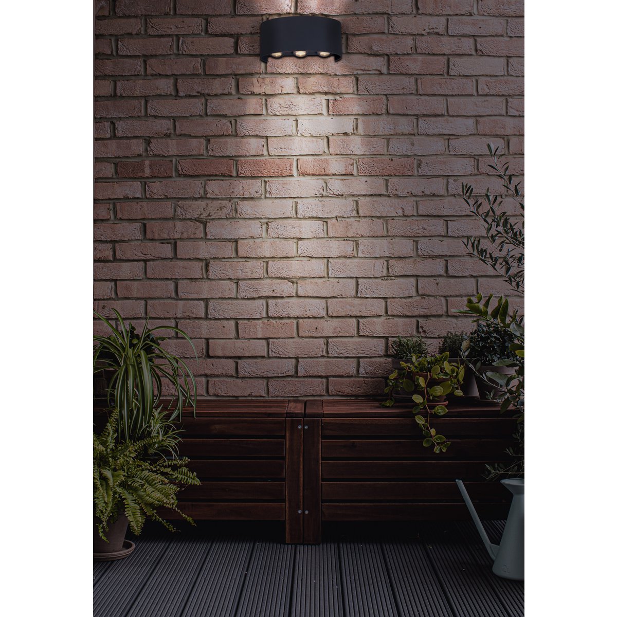 LED Outer Wall Lamp "Auron", gemaakt van metaal in antraciet, met geïntegreerde LED