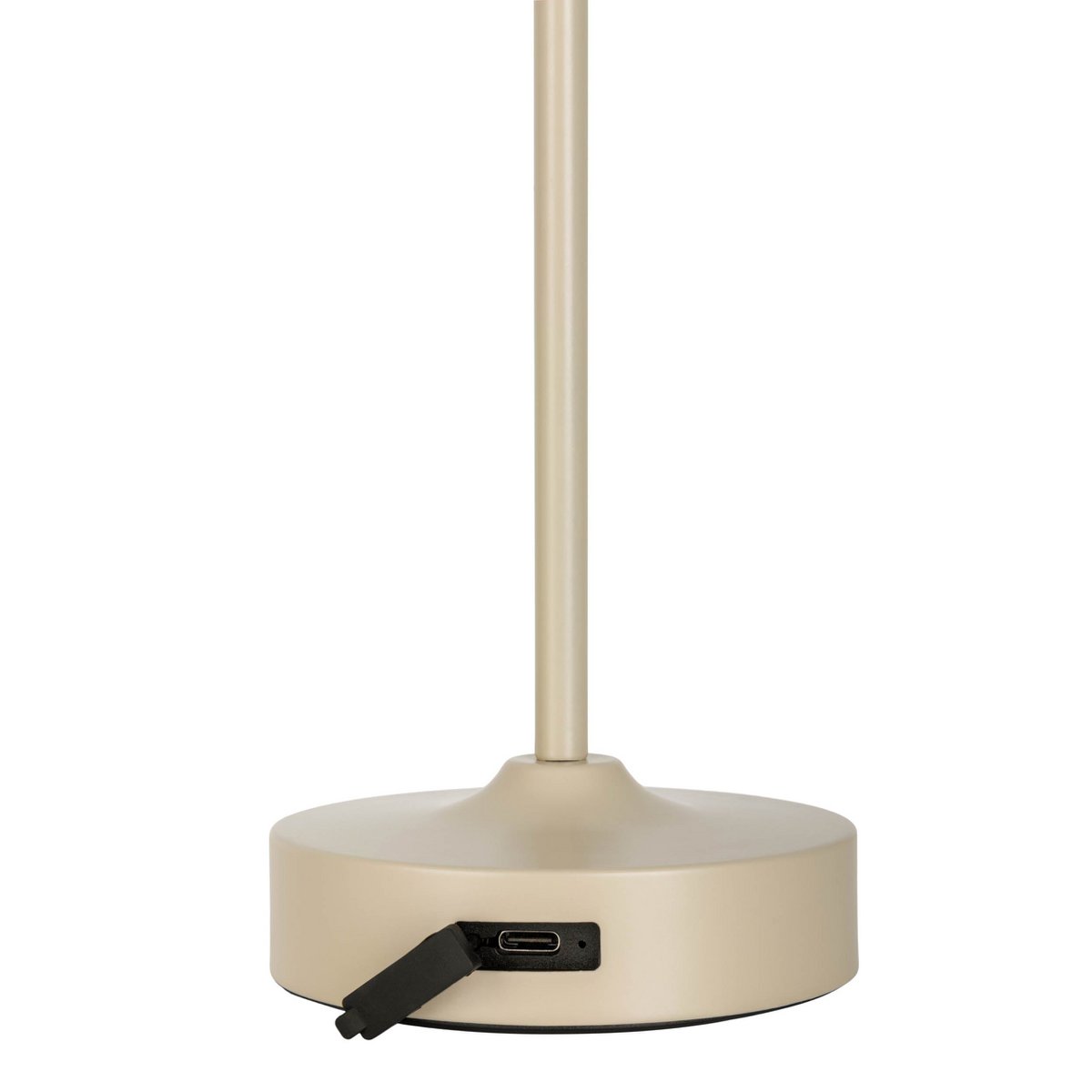 LED -batterij/ tafellamp "Pina" 30 cm hoog, gemaakt van metaal (beige) en glas (wit), geïntegreerde LED's, warm wit