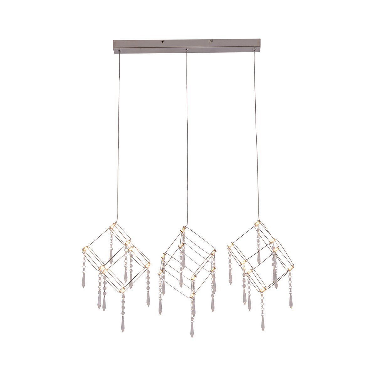 Led hanger lamp "Araneus" metaal en plastic in chroom, met stevig ingebouwde leds, 80 cm lang, verlichting voor woonkamer, eetkamer of kantoor