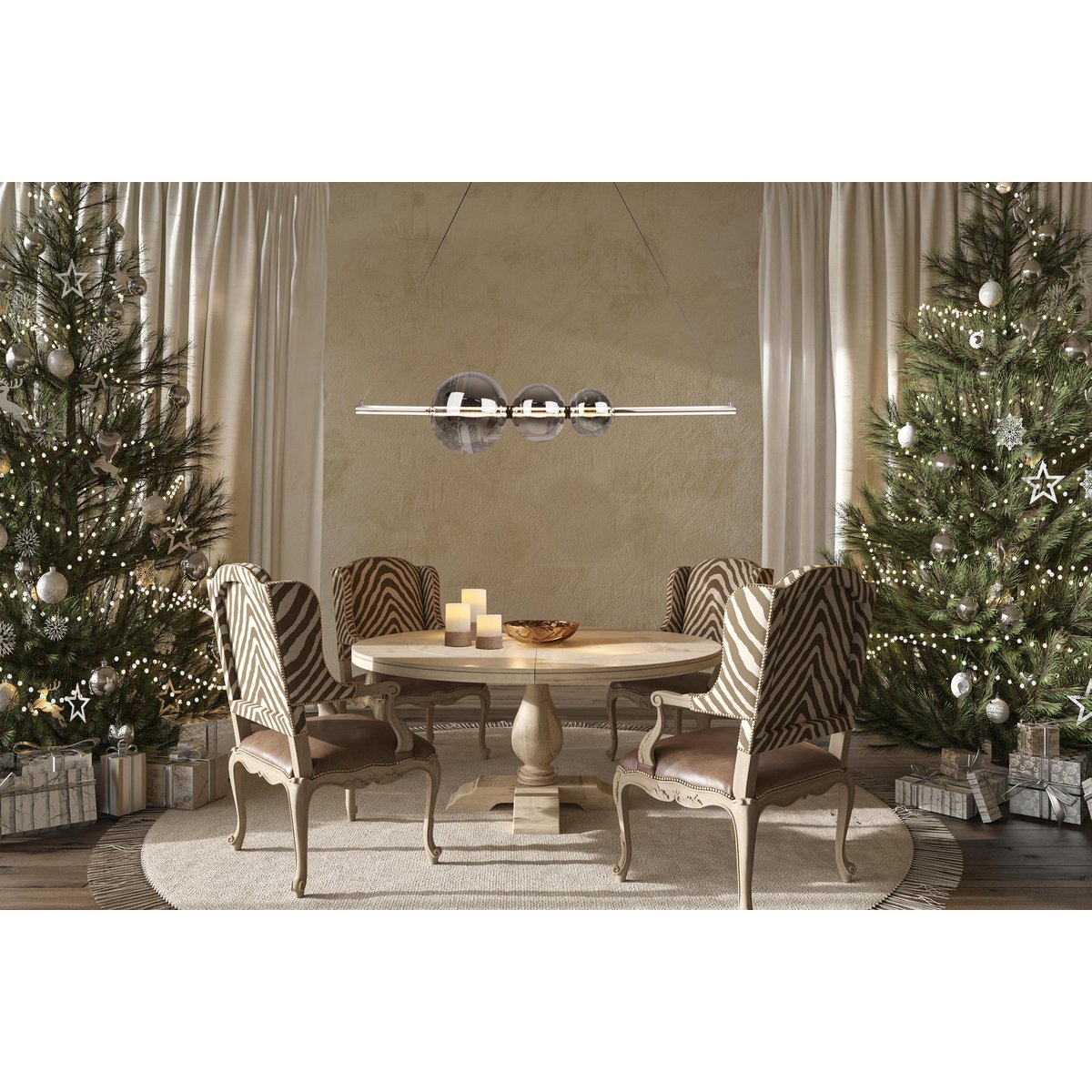 LED hanglamp Chrome "NOVA" gemaakt van chroom -gekleurd metaal, plastic en rookglas, met stevig ingebouwde LED's, ca.