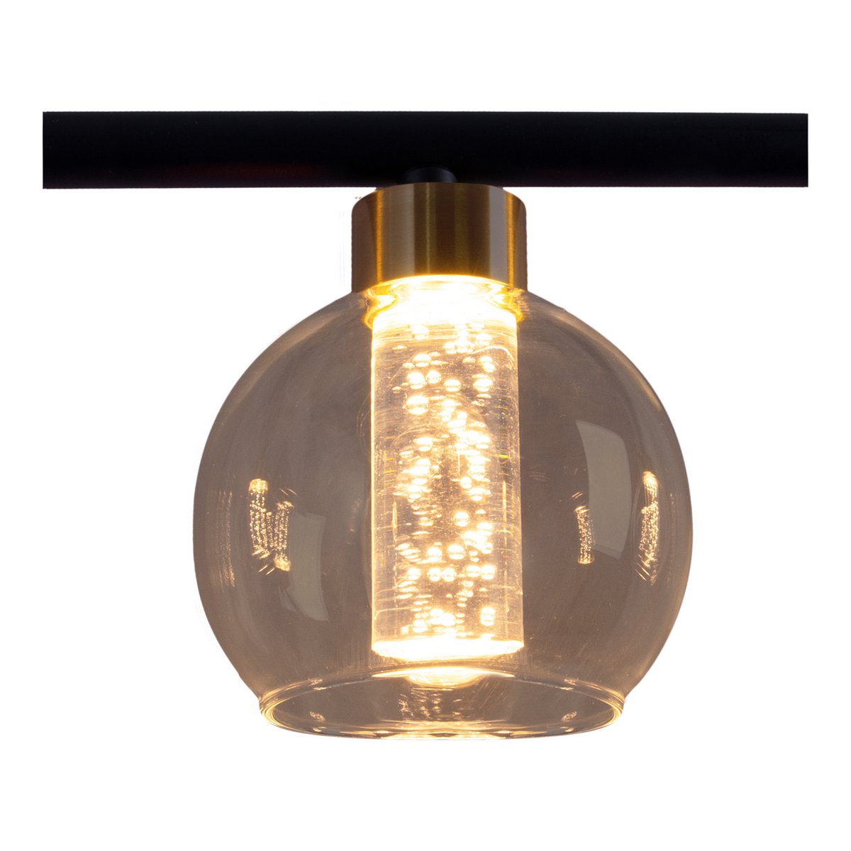 LED-glazen hanglamp "messing" zwart, klassiek, hangende lamp gemaakt van zwart metaal en glas, met stevig ingebouwde LED's, verlichting voor woonkamer, eetkamer of kantoor, 90 cm lang