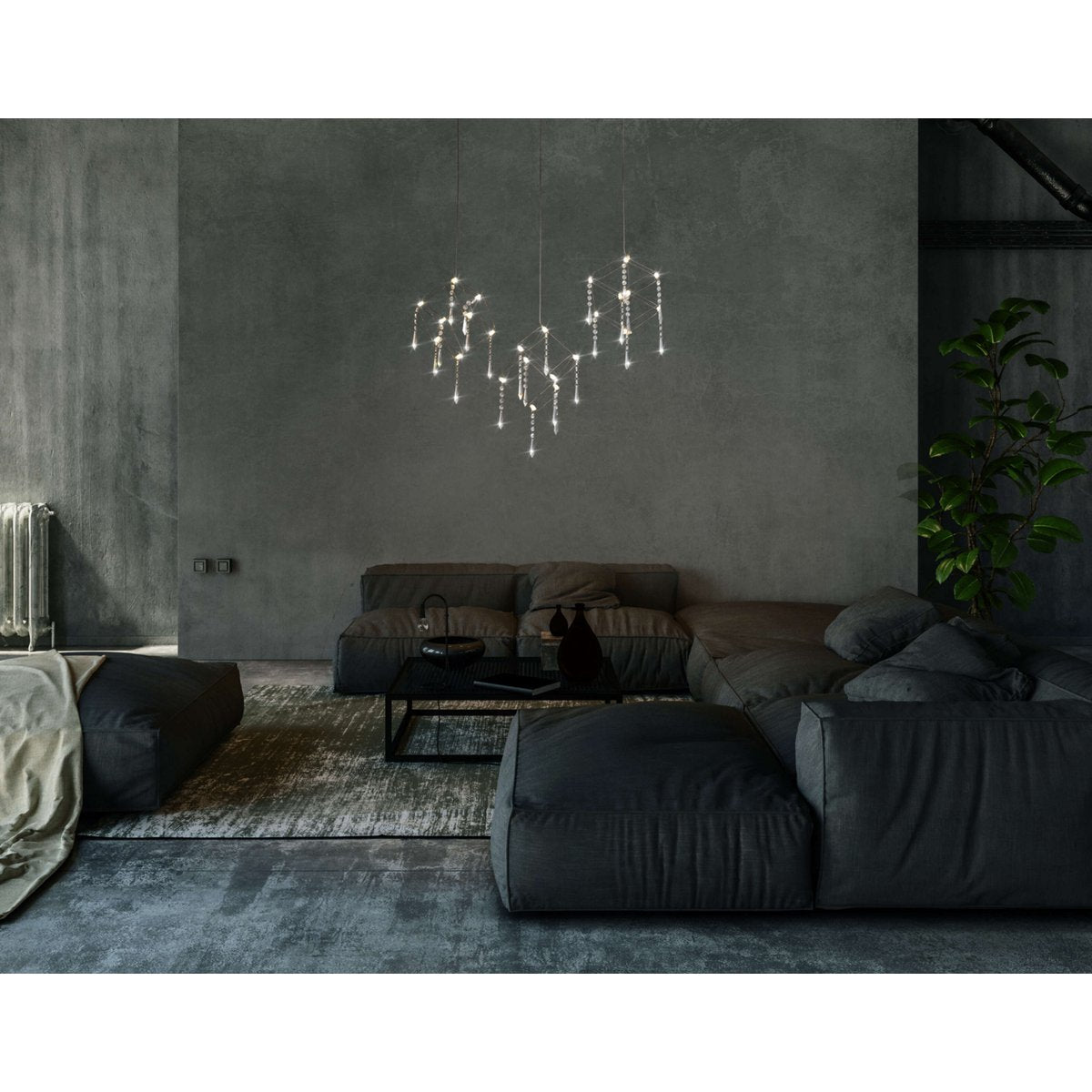 Led hanger lamp "Araneus" metaal en plastic in chroom, met stevig ingebouwde leds, 80 cm lang, verlichting voor woonkamer, eetkamer of kantoor