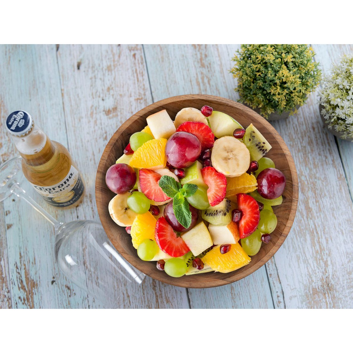 Houten kom decoratie shell 20 of 25 cm voedsel.