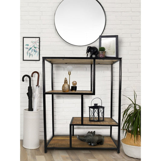 Staande plank boekenplank scheidingswand boekenplank 75 x 115 x 36 cm Liverpool metalen frame zwart