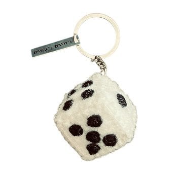 Luna -Leena Keychain Lucky Dice - Bag Charm - Black & White - Wool Felt - Handmade in Nepal