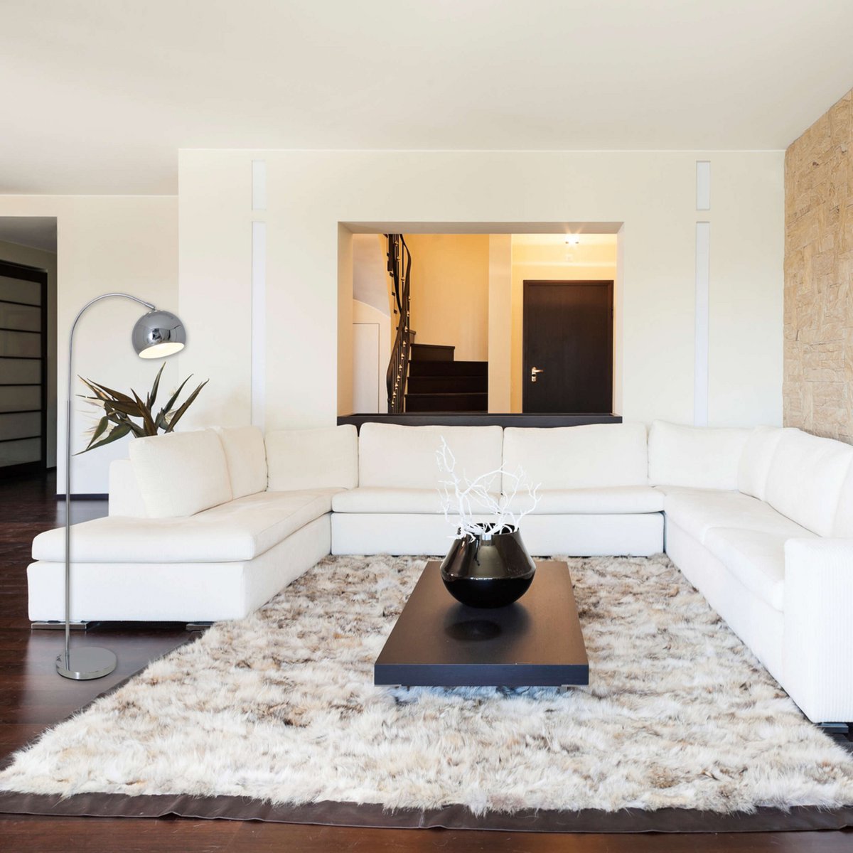 Staande lamp "stijl", retro klassieke vloerlamp met boog gemaakt van chroomkleurig metaal met, E27-aansluiting, 146 cm hoog, ideaal voor eetkamer, woonkamer en kantoor.