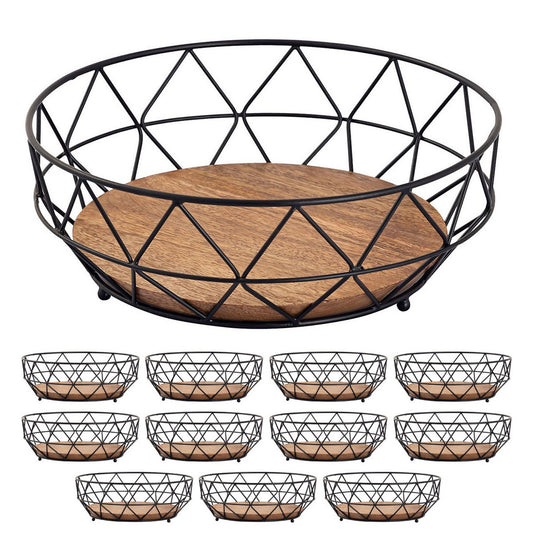 Fruitmand 12-delige Ø 28 cm H 10 cm Metalen broodmand Fruitkom rond Neo Metal Black