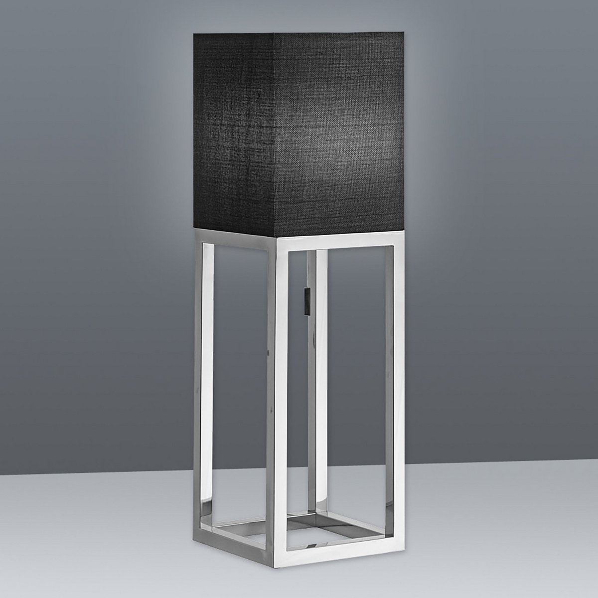 Tafellamp "Alfa", moderne metalen tafellamp en textiel in chroom/donkergrijs met E27 -aansluiting, 65 cm hoog, chique lamp voor gang, woonkamer en kantoor