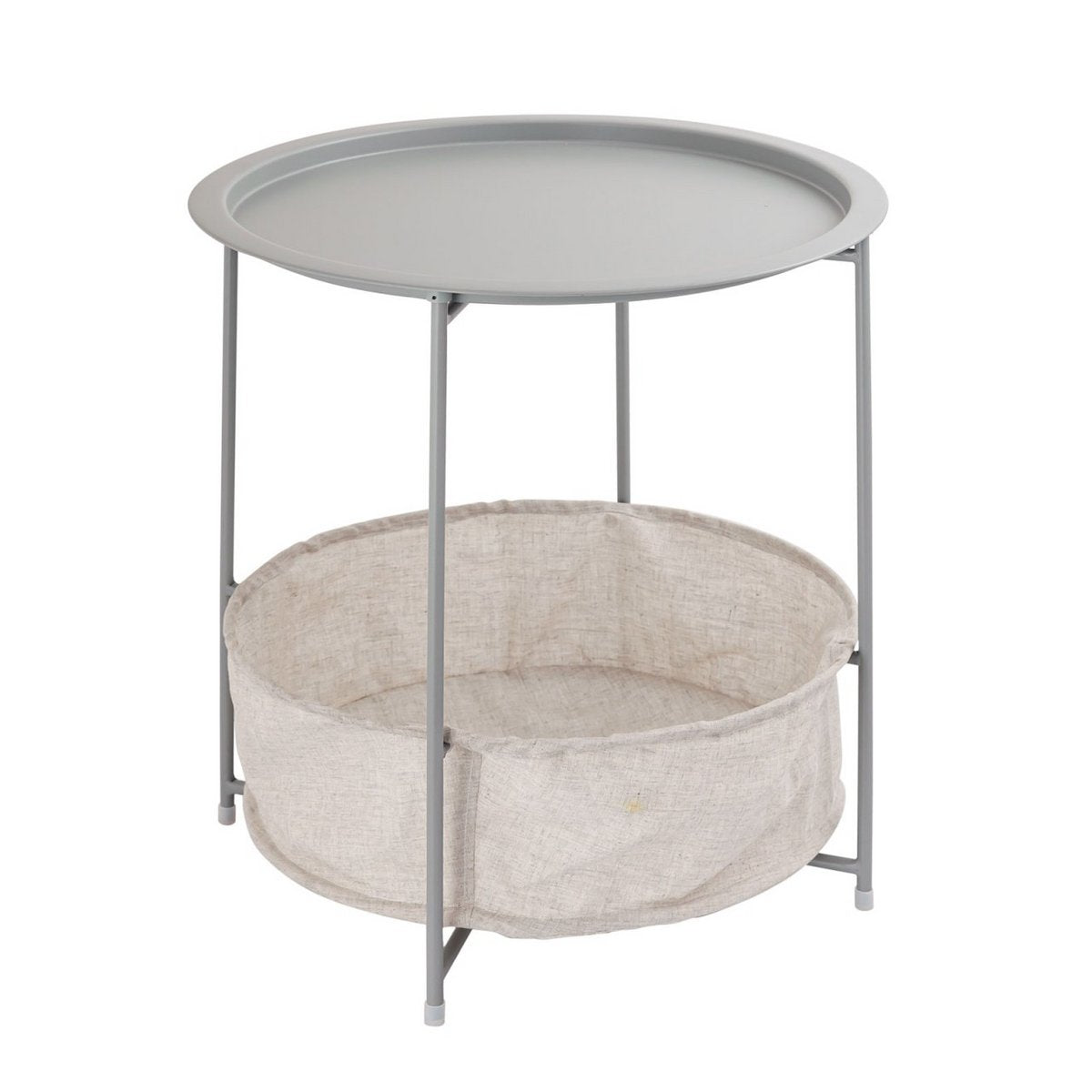 Bijzettafel Ø 47 H 51 Metaal 2e keuze Ronde met opbergvak Alberta Tuintafel Balkon Tafel Terras