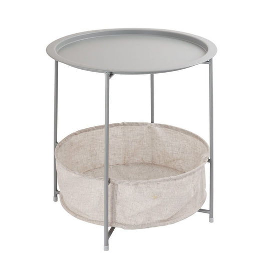 Bijzettafel Ø 47 H 51 Metaal 2e keuze Ronde met opbergvak Alberta Tuintafel Balkon Tafel Terras