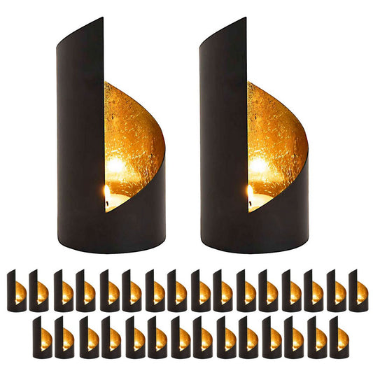 Kaarsenhouder 32-delige set 2 x 16 ve groenlichthouder Kevin cilindrische zwarte matgilde binnen