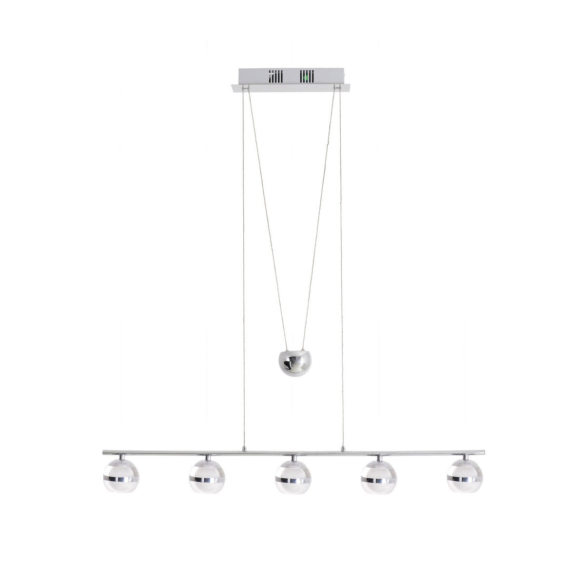 Led in ruil daarvoor hanglamp "bol" gemaakt van metaal en glas in chroom, met geïntegreerde LED